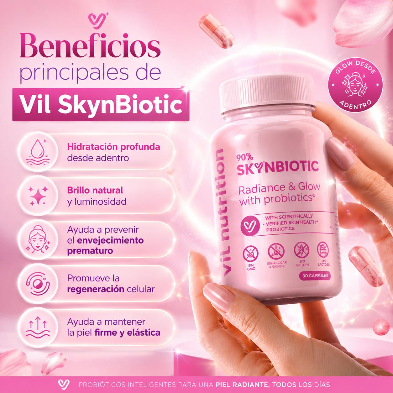 Vil SkynBiotic™ – El probiótico que ilumina tu piel desde adentro y reestablece el brillo de tu rostro