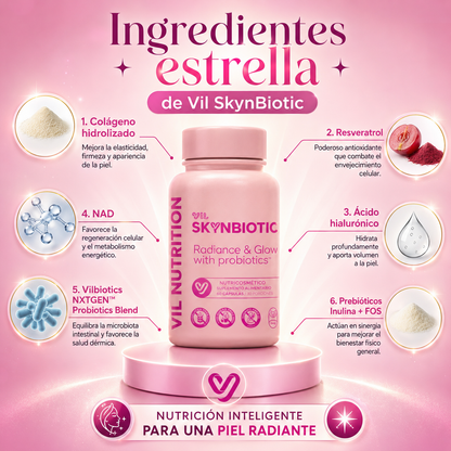 Vil SkynBiotic™ – El probiótico que ilumina tu piel desde adentro y reestablece el brillo de tu rostro